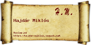 Hajdár Miklós névjegykártya